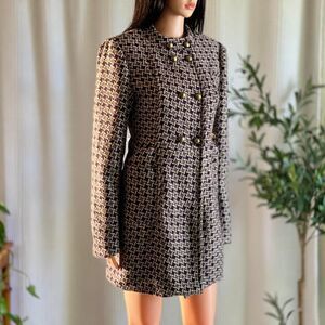 NWT‎ Cotton On Selma Double Breasted Coat Textured Check Jacket Burgundy Size M